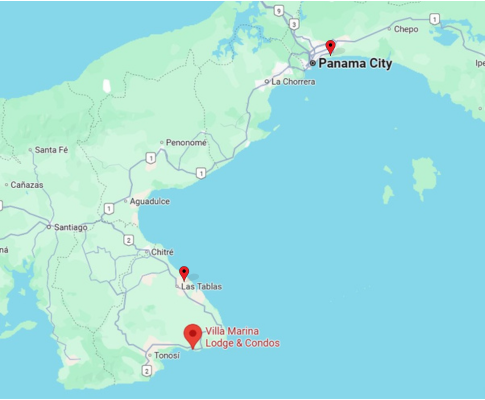 Polleras Festivalen Villa marina Lodge - karta, Panama